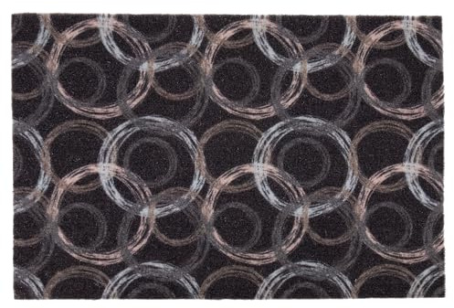 Cofan Fußmatte für den Eingangsbereich, rutschfest, abstraktes Design mit Kreisen, robustes Material, ideal für drinnen und draußen, 50 x 70 cm
