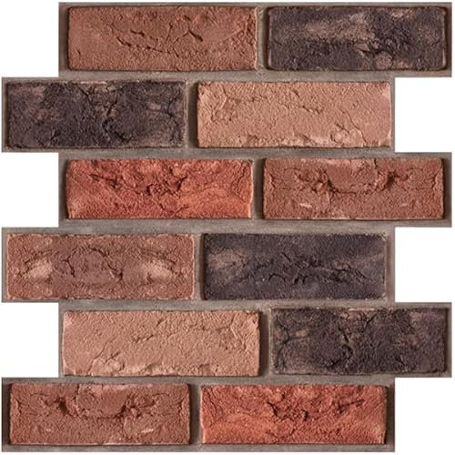 10PCS 3D Foam Brick Wallpaper,Peel and Stick Stone Wall Panel,Self Adhesive Wallpaper PVC for Living Room Bedroom Kitchen Wall Decoration 30x30cm (Red Brown)