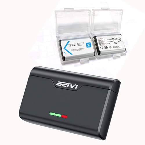 SEIV 1600mAh Replacement for Sony NP-BX1 Battery 2 Pack and 3-Slot Charger, Compatible with Sony NP-BX1/M8, ZV-1, ZV-1 II, ZV-1F, DSC-RX100 I/II/III/IV/V/VI/VII, DSC-RX1, HX90V, HX80, Backup Batteries