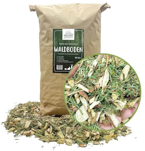 HEULAND Waldboden-Einstreu 3X 40 L – natürliches Einstreu mit Tannen & Fichtennadeln – extrem saugstark & geruchsbindend – für Kaninchen, Meerschweinchen, Hühner & Nager