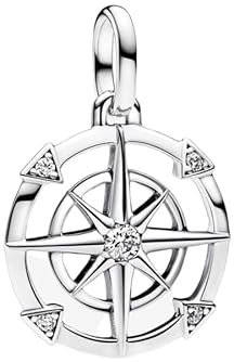 Pandora ME Kompass Medaillon-Charm aus Sterling Silber mit Cubik Zirkonia, Kompatibel ME und Moments Armbändern, 793456C01