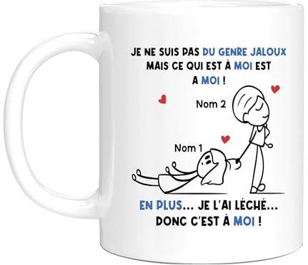 HALUMI Mug Humour Message Pour Couple Tasse Originale Rigolo Qui Est À Moi C'est À Moi Idée Cadeau Drôle Saint Valentin Anniversaire Noël Amour Amoureux Homme Femme Mug Ceramique Bicolore 330ml 440ml