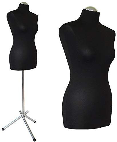 DummyDoll Schneiderpuppe weiblich Größe 44/46, Überzug schwarz, Dreibein + Kappe Chrom
