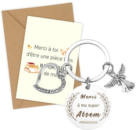 Porte Clef Maitresse D'École Merci Maîtresse Cadeau Atsem Porte-Clés Cadeaux D'École Fin D'année Scolaire Anniversaire Idee Cadeau Maître Nounou Institutrice Maternelle Directrice D'École Professeur