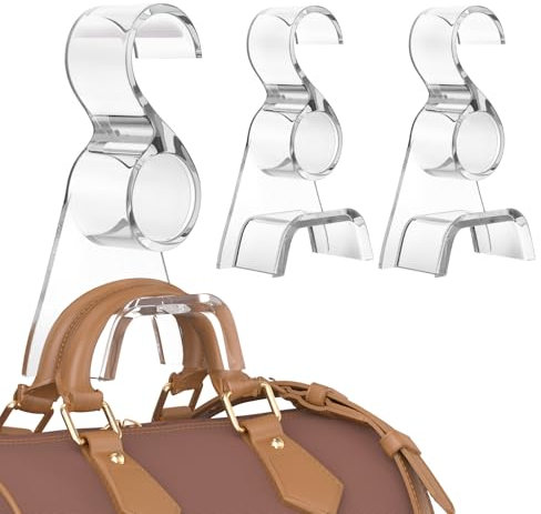 Famitree Ganchos para Bolsos De buena calidad, 3 Piezas Los Ganchos de Mochila ahorran Espacio los Ganchos se Pueden Llevar portátiles para Mochilas, Mochilas, Bufandas(‌Transparente)