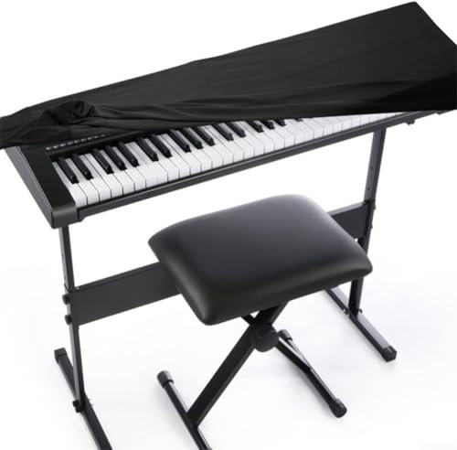 Pianos Keyboard-Abdeckung, Staubschutz mit Kordelzug-Verschluss, Schutz für elektronische Tastatur, Digitalpianos, schwarz (61–76 Tasten)