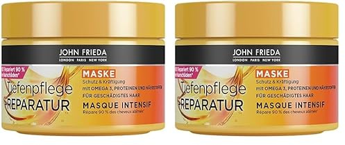 John Frieda Tiefenpflege + Reparatur - Haarkur/Maske - Inhalt: 250 ml - Für geschädigtes, extrem geschädigtes Haar (Packung mit 2)