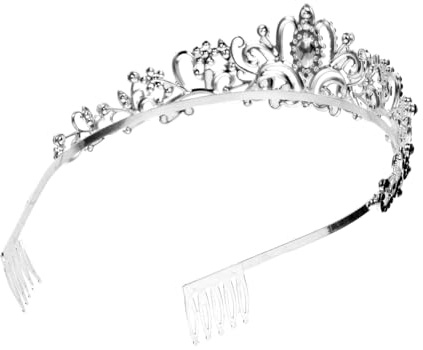 AUTSUPPL Strass Haarschmuck Krone Stirnband Verziert Legierung Mit Strasssteinen Silber Schwarz Für Braut Frauen Geburtstag Hochzeitsfeier Festzug