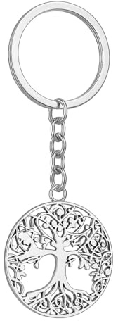 DONWOIE Tree of Life Keyring, Lucky Keychain Bag Charms for Women | Cool Key Rings Gifts with Intricate Branches & Roots for Enduring Connection Growth Spiritual Nature Lovers