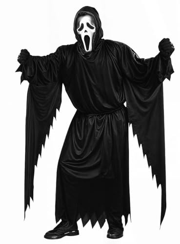 Fun World Scream Ghost Face Erwachsenenkostüm & Maske - Plus-Größe - Halloween & Horror Verkleidung