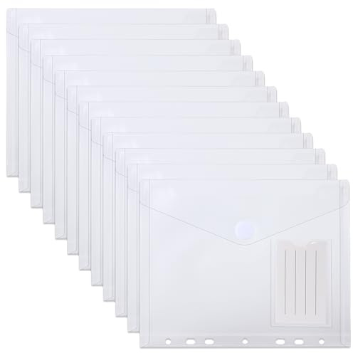 12 Stück Dokumententasche A5 Abheftbar, 22,5x18cm Transparent Dokumentenmappe A5, Dokumententaschen zum Abheften, Wasserdicht Umschlagmappen zum Abheften, Sammelmappen, Sichttaschen mit 7 Löcher
