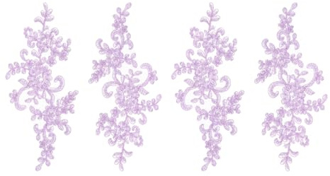 QUARKZMAN Appliques In Pizzo Fiore 3D 23cm Viola Chiaro 4 Pezzi