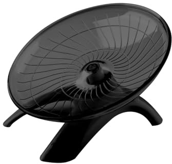 Hopzab Flying Saucer Hamster Wheel, Super-Silent Non-Slip Exercise Spinner for Small Pets, Guinea Pig, Chinchilla, Stable Plastic 18cm Silent Run Wheel for Dwarf and Syrian Hamsters(Black)