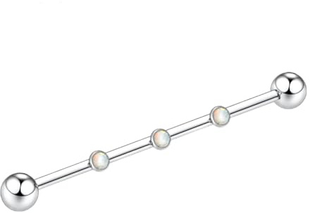 AROWRO Industriepiercing-Schmuck Industrial Bar 316L Chirurgenstahl Opal Industriepiercing-Schmuck für Knorpel Conch und Helix 14G 38 mm Silber