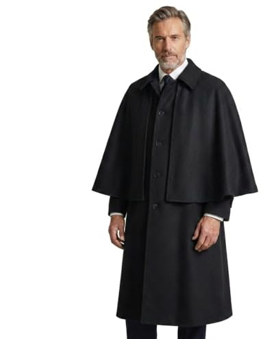 Bingo Sale Men’s Wool Cape Overcoat | Vintage Inspired Long Winter Coat | Smart Tailored Formal Wear