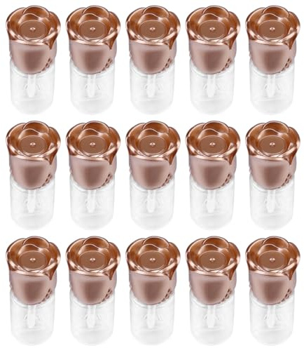 Amosfun Lip Balm Containers Refillable Tubes Plastic Rose Shape Caps 15pcs with Lightweight for Lip Gloss for Everyday Makeup Sessions and Portable Carry