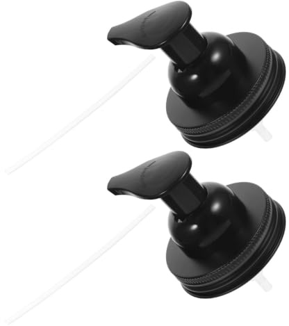 NESTINGHO 2pcs Wide Mouth Foaming Soap Dispenser Lids Replacement for Mason Jar Bottles, Stainless Steel and Plastic Material, No Leak Design, Suitable for Shampoo and Lotion in Kitchen Sink