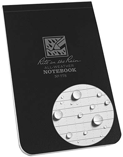 Rite in the Rain Weatherproof Top Bound Notebook, 3.25 x 5.25, Black Cover (No. 778)