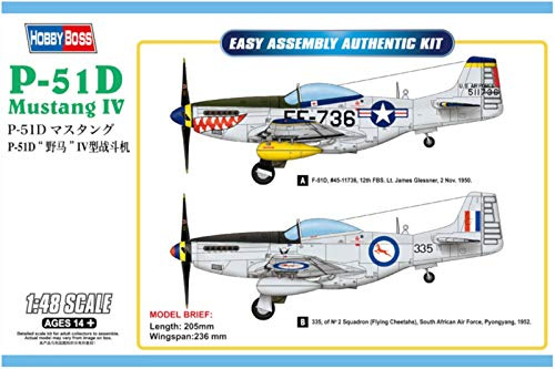 Hobbyboss 85806 1:48-P-51D Mustang IV Fighter,205mm length,236mm width