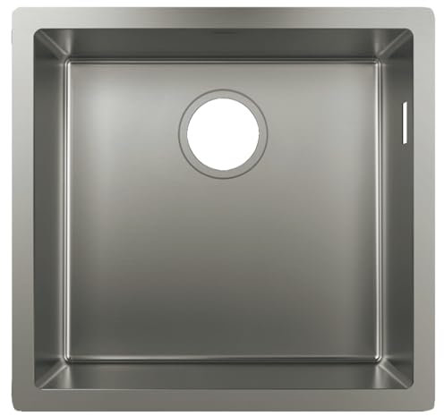 Hansgrohe 43425800 Fregadero bajo encimera, armarios de 50 cm, Color Acero, Plata, Ancho: 40 cm