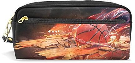 Eslifey Tragbare Tasche Basketball Crash, PU Leder, Schulstifteetui, Stifteetui, Wasserdicht, Kosmetiktasche