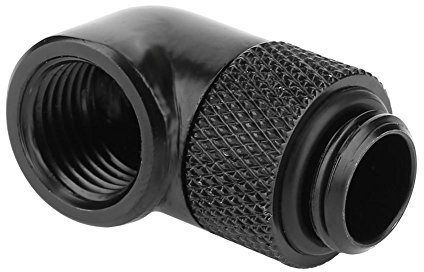 1989candy G1/4 Gewinde 90 Grad Fitting Adapter Drehfitting Wasserkühlung Anschluss für PC Wasserkühlsystem, Schwarz, 95.00 * 60.00 * 20.00