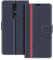 COODIO Coque en Cuir pour Nokia 4.2, Étui Housse Pochette Fonction Stand pour Nokia 4.2, Bleu Foncé/Rouge
