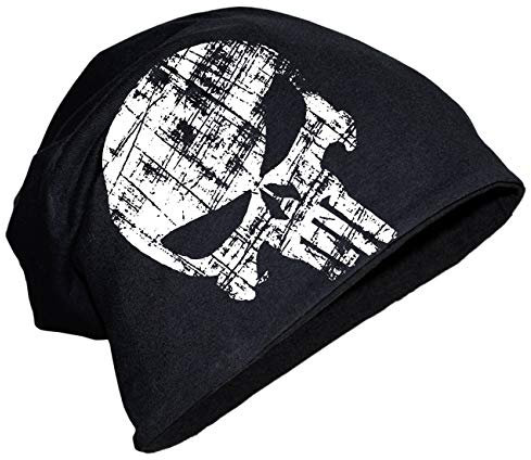 Spaß Kostet Herren Long Beanie Totenkopf Skull Motiv Black Schwarz Größe XS bis XXL