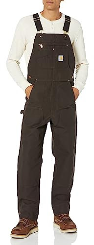 Carhartt Men's Relaxed Fit Duck Bib Overall, Dark Brown, 44 x 32