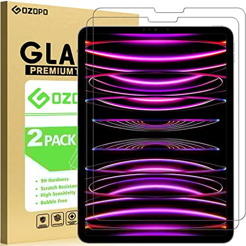 GOZOPO Protection Écran pour iPad Air 5/Air 4 10,9 Pouces, iPad Pro 11 Pouces 2022/2021/ 2020/2018, Verre Trempé Film de Protection 2022 iPad Pro 11 - Lot de 2