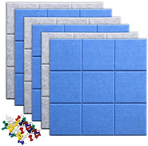 Uoisaiko Filz Pinnwand Große Selbstklebend mit 30 Pinnnadeln, 30x30cm 6 Stück Pinwand Filzboard Memotafeln Memo Boards Bulletin Board Wanddekoration für Büro Küche, Fotos Memos