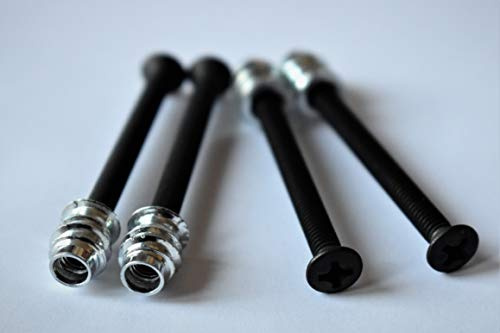 Nectite Guitar Neck Screws & Threaded Inserts – Black – for Fender Stratocaster & Telecaster – M4, 40 mm for Fender-style bass (Set of 4 with Mounting Tool)