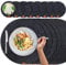 Miqio® Design Runde Tischsets aus Filz abwaschbar | Mit Marken Echtleder Label und Glasuntersetzer | 8 Platzsets 8 Untersetzer | Filzmatte Platzdeckchen waschbar