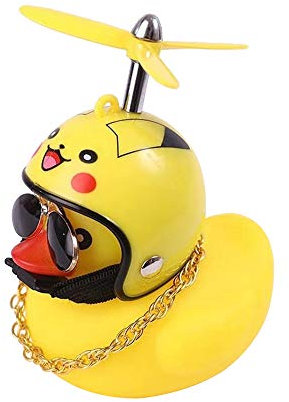 ZoliTime Gummiente Spielzeug Ornamente Gelbe Ente Auto Armaturenbrett Dekorationen Squeeze Duck Fahrrad Hörner Propeller Helm