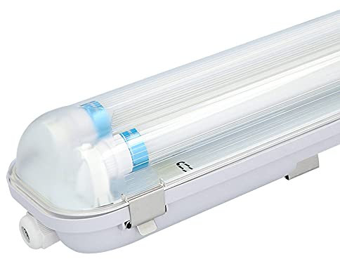 HOFTRONIC - LED-Feuchtraumleuchte 120cm 6000K Kaltweiß 36W 5040lm 140lm/W Flimmerfrei Verlinkbar T8 Werkstattlampe IP65 Wasserfest Wannenleuchte Doppel für Garage Keller Büro