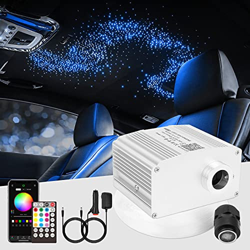 CHINLY Bluetooth 10 W RGBW Twinkle LED Fibre optique Star Kit de plafonniers APP/télécommande mixte 450 pièces * 4 m pour la maison/voiture