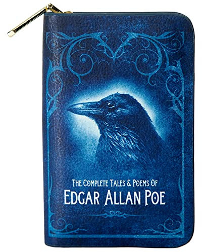 Well Read Edgar Allan Poe buchinspiriertes Portemonnaie mit Rundum-Reißverschluss für Literaturliebhaber Veganes Kunstleder Clutch Geldbörse Damen