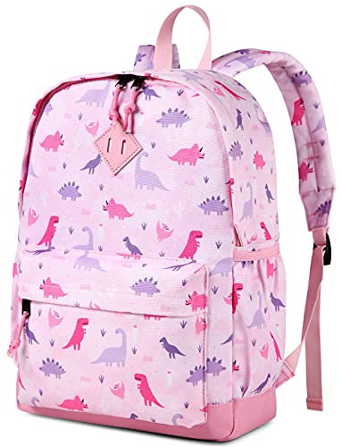 VASCHY Rucksack für Kinder, Schulranzen für Jungen, Kindergarten, 4 – 6 Jahre, niedlich, leicht, wasserdicht, Dinosaurier, Einhorn, für A4, Vorschule, mit Brustgurt, Dinosaurier, rosa, one size,