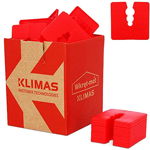 KLIMAS® - Distanziatori in plastica, 3 mm, 50 pezzi, set di distanziatori rossi, distanziatori per tasselli universali con 3 diametri, Ø 6/8/10 mm, distanziatori in PE