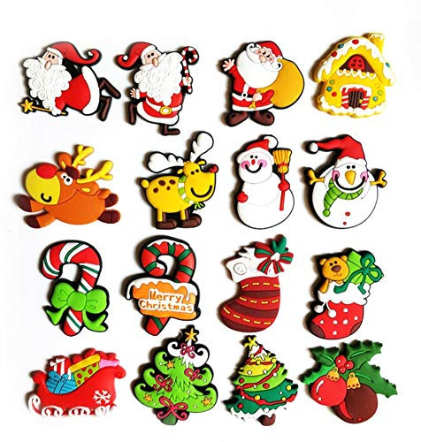 Imanes de Nevera, Tema navideño de Goma Suave para Nevera, Bonita Pegatina de Dibujos Animados, Decoraciones navideñas para Nevera, Bonita Caricatura para Regalo Infantil, 16 Piezas