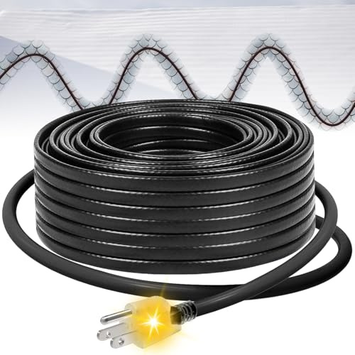 MAXKOSKO Gouttière Chauffage pour Toit Fonte de Neige Câble Chauffant Autorégulateur avec Prise Lumineuse 120V 8W/FT Câble Chauffant 1,8m