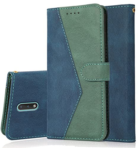 Radoo Kompatibel mit Nokia 2.3 Hülle, Premium PU Leder Tasche Case Klappbar Handyhülle mit [Kartenfach] [Magnet] Cover Flip Case 360 Grad Rundum Komplett-Schutz Klapphülle (Blau Grün)