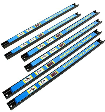 Wiltec Magnetleiste 6er Set 46cm Werkzeughalter aus Stahl Schiene als Wandhalterung für Werkstatt zur Wandmontage Werkzeugmagnetleiste Werkzeugwand