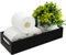 Tasybox Toilettenpapierhalter mit Aufbewahrung, Acryl-WC-Tank-Tablett, Schwarze Badezimmer-Tabletts mit Griffen, Waschtisch-Tablett für Heimdekoration