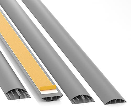 CILSON Kabelkanal Selbstklebender, Halbrunde Kabelführungen, Kabelleiste B x H x L (90mm x 20 mm x 30cm, GRAU/Grey)