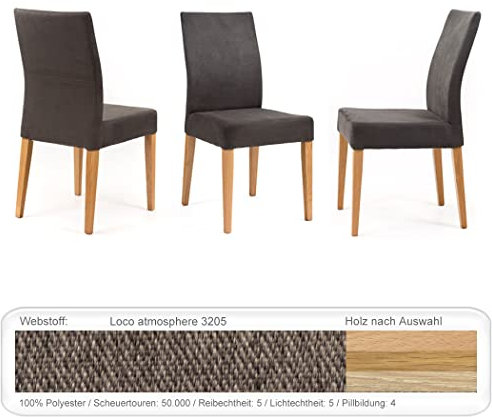 expendio hochwertiger Polsterstuhl Cordia Varianten Esszimmerstuhl Massivholzstuhl Küchenstuhl Stuhl, Holzart:Eiche Bianco, Bezugstoff:Loco Atmosphere