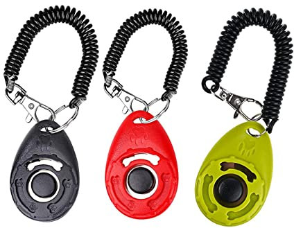 BOBOZHONG Hunde Clicker,3 Stück Profi Hunde Clicker Dog Clickers mit Handgelenkbändern Hunde Klicker Set für Hunde Katzen Pferde Rot, Grün und Schwarz