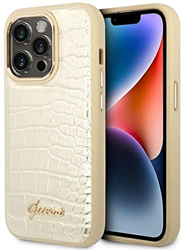 Guess GUHCP14LHGCRHS hülle für iPhone 14 Pro 6,1 Silber/Silver hardcase Croco Collection