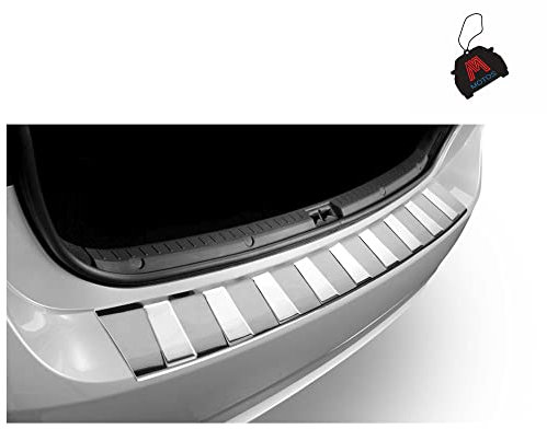 M MOTOS Satin Edelstahl-Ladekantenschutz für Nissan Pulsar C12 2013-2018 5 -türig. Erhöhter Fahrkomfort mit säurefesten Schwellerplatten - Kratzschutz