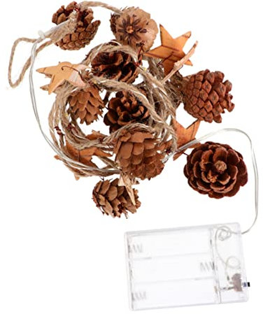 HOMSFOU 1 Stück 20 Weihnachtslichterkette Rustikaler Baumschmuck Weihnachtsbaumdekoration Weihnachtliche Eiszapfenlichter Tannenzapfen Zubehör Hölzern Dekorationen Draussen